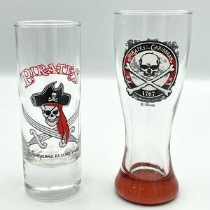 Set Of 2 Disneyland Shot Glasses Paris Resort Pirates Of‎ The Caribbean Shooter